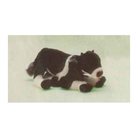 Animaux de la ferme Vache noire et blanche 38 cm peluche animaux allongés réaliste Piutre 2689