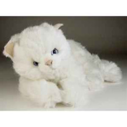 Animaux-Bois-Animaux-Bronzes propose Chat blanc 45 cm peluche couchée réaliste Piutre