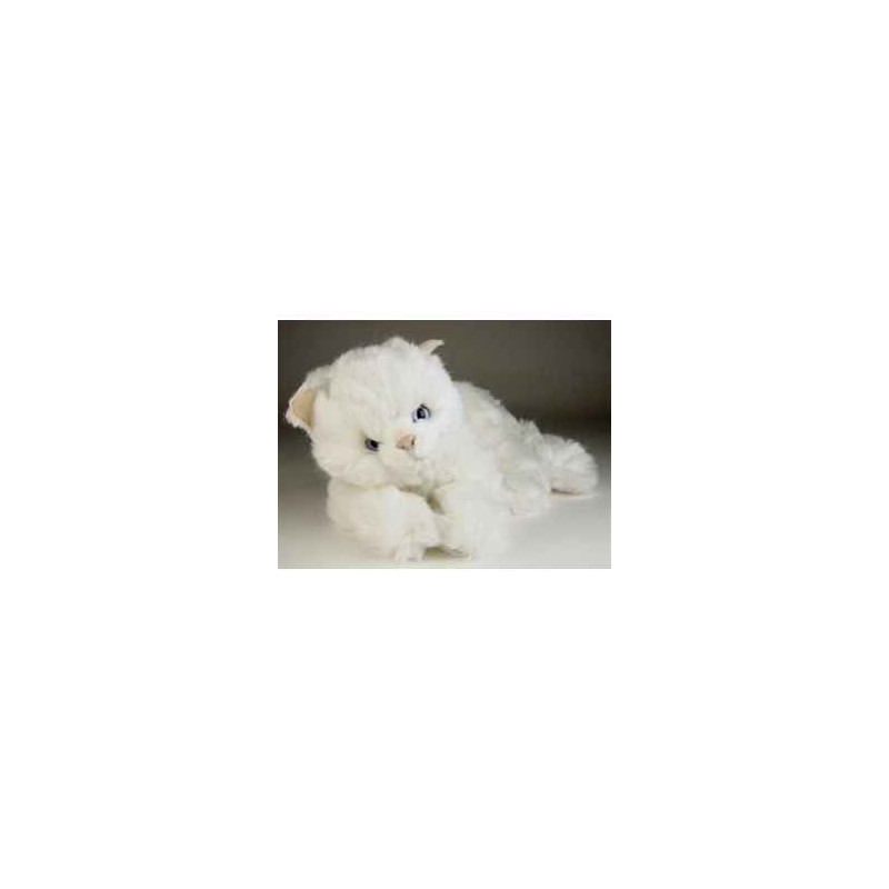 Animaux-Bois-Animaux-Bronzes propose Chat blanc 45 cm peluche couchée réaliste Piutre