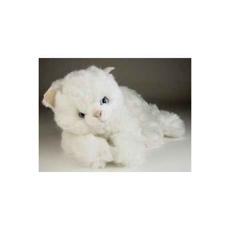 Peluche couchée chat blanc 45 cm Piutre   2442
