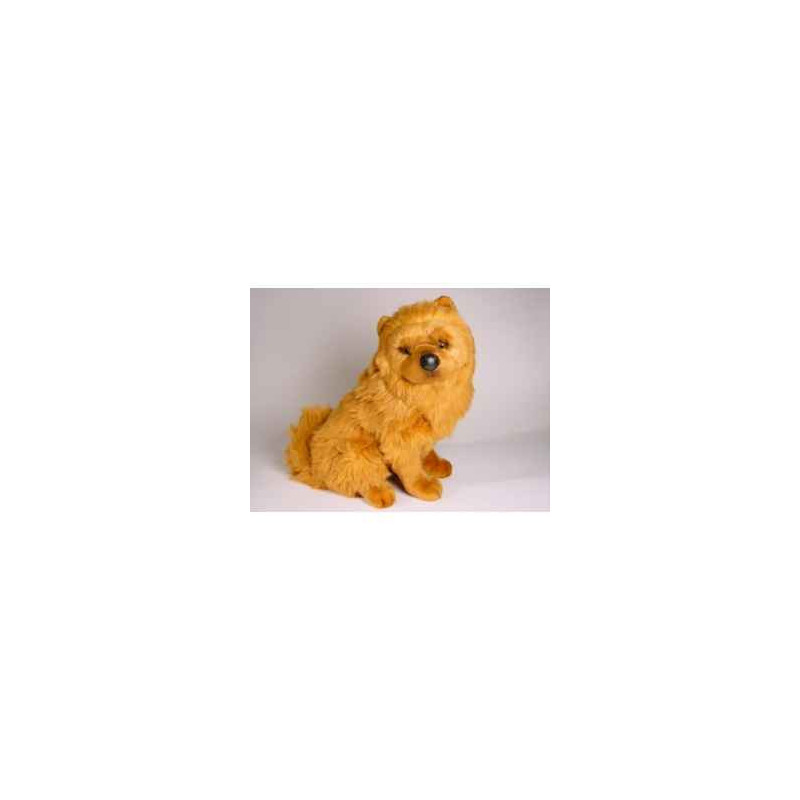 Animaux-Bois-Animaux-Bronzes propose Chien Chow chow cannelle 50 cm assis peluche réaliste Piutre 3249