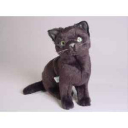 Animaux-Bois-Animaux-Bronzes propose Chat russe bleu 30 cm assis réaliste Piutre