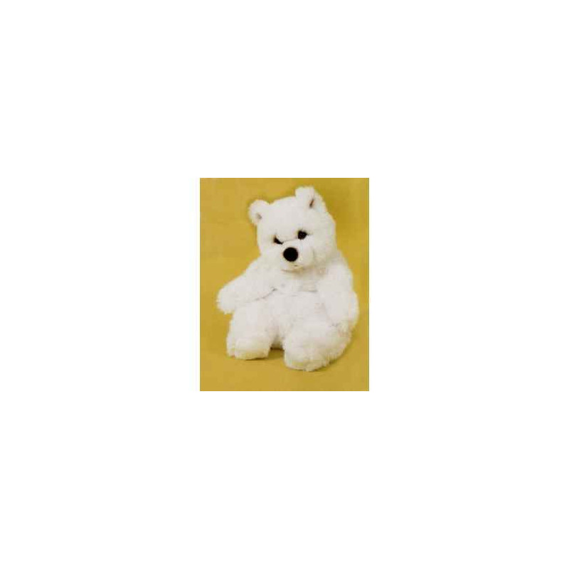 Décoration animaux Ours polaire 40 cm assis peluche réaliste Piutre 2117