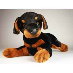 Animaux-Bois-Animaux-Bronzes propose Chien Doberman 35 cm peluche animaux allongés réaliste Piutre 269