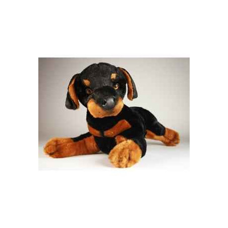 Animaux-Bois-Animaux-Bronzes propose Chien Doberman 35 cm peluche animaux allongés réaliste Piutre 269