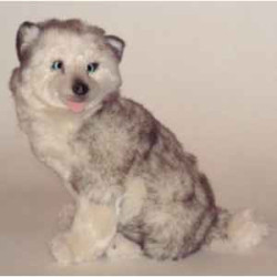 Animaux-Bois-Animaux-Bronzes propose Chien Husky de Sibérie 40 cm assis peluche réaliste Piutre 2215