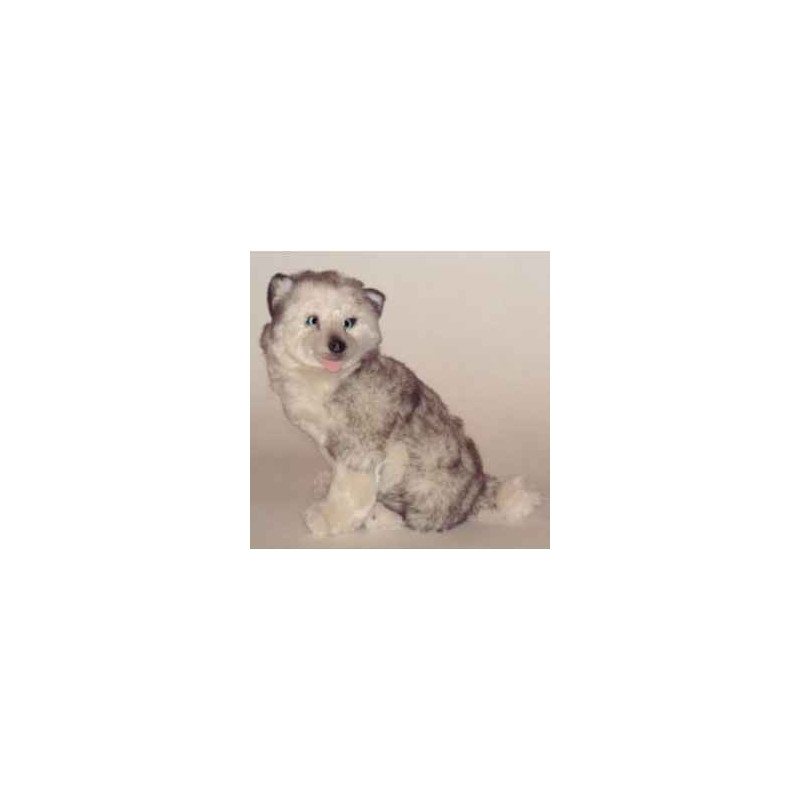 Animaux-Bois-Animaux-Bronzes propose Chien Husky de Sibérie 40 cm assis peluche réaliste Piutre 2215