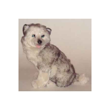 Animaux-Bois-Animaux-Bronzes propose Chien Husky de Sibérie 40 cm assis peluche réaliste Piutre 2215