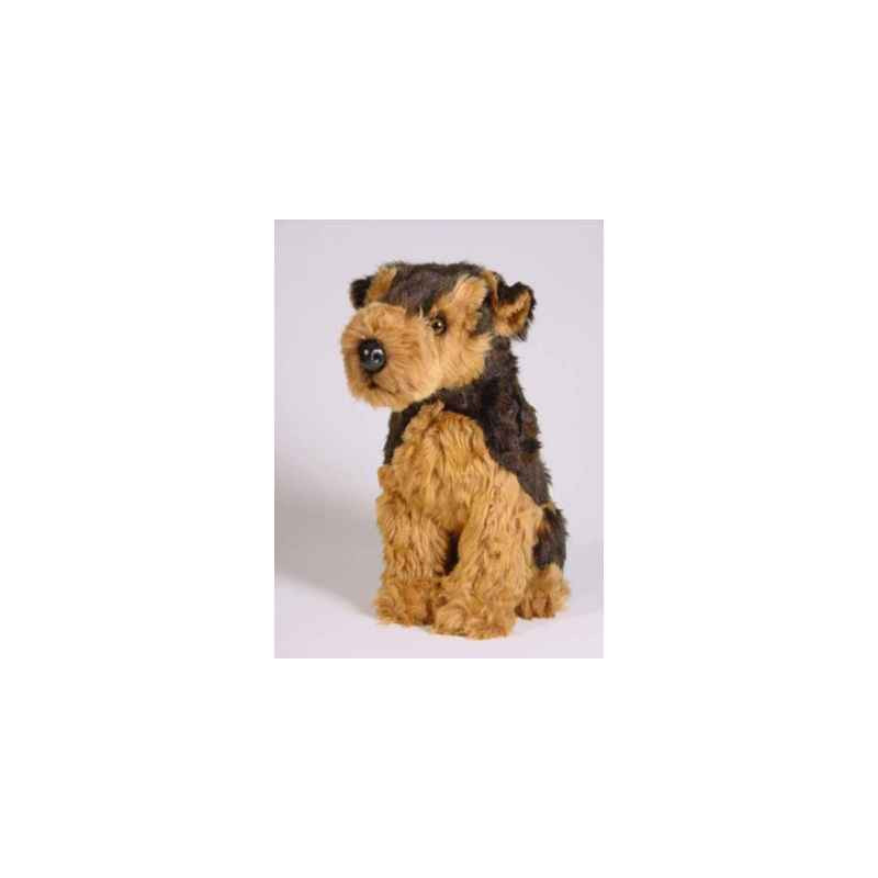 Animaux-Bois-Animaux-Bronzes propose Chien Airedale terrier 40 cm assis peluche réaliste Piutre 2219