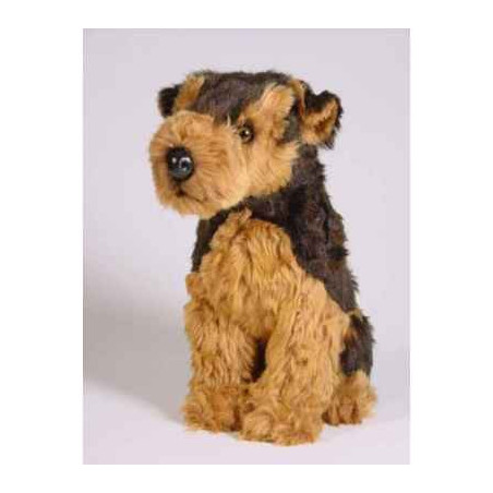 Animaux-Bois-Animaux-Bronzes propose Chien Airedale terrier 40 cm assis peluche réaliste Piutre 2219