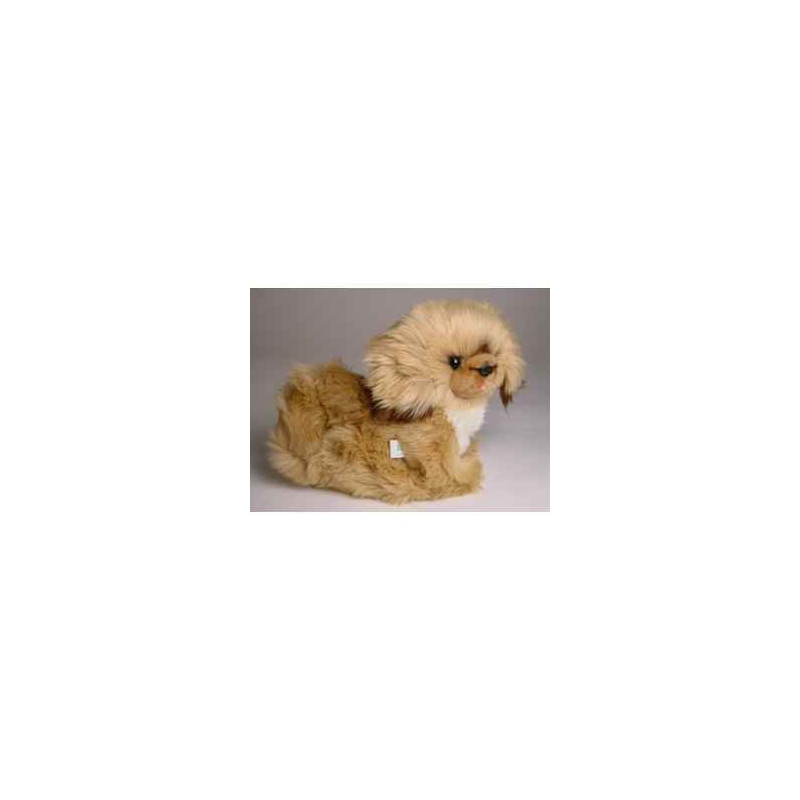 Animaux-Bois-Animaux-Bronzes propose Chien Pékinois 30 cm assis peluche réaliste Piutre 3254