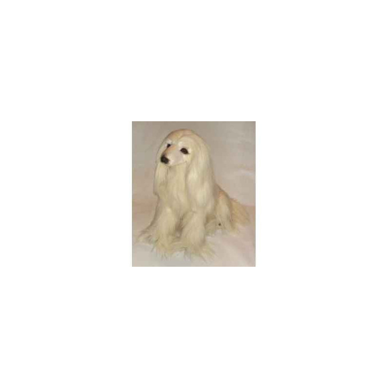 Animaux-Bois-Animaux-Bronzes propose Chien Lévrier Afghan 60 cm assis peluche réaliste Piutre 294