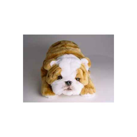 Animaux-Bois-Animaux-Bronzes propose Chien Bull-dog 35 cm peluche animaux allongés réaliste Piutre 3288