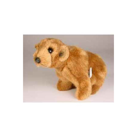 Décoration animaux Miniature ours grizzly 24 cm assis peluche réaliste Piutre 4292