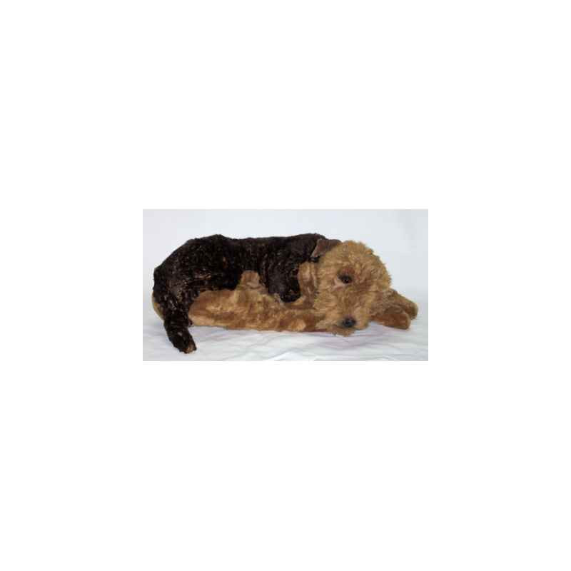 Animaux-Bois-Animaux-Bronzes propose Chien Airedale terrier 85 cm peluche animaux allongés réaliste Piutre 2230