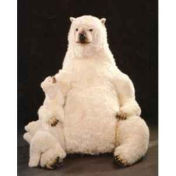 Décoration animaux Ours polaire avec son petit 180 cm assis peluche réaliste Piutre 2101