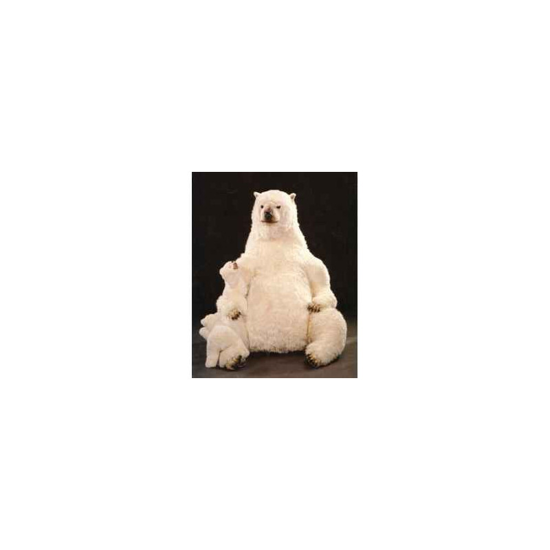 Décoration animaux Ours polaire avec son petit 180 cm assis peluche réaliste Piutre 2101