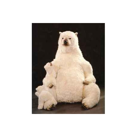 Décoration animaux Ours polaire avec son petit 180 cm assis peluche réaliste Piutre 2101