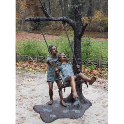 Décoration Statuette bronze personnage Enfants sur balançoire -B28440