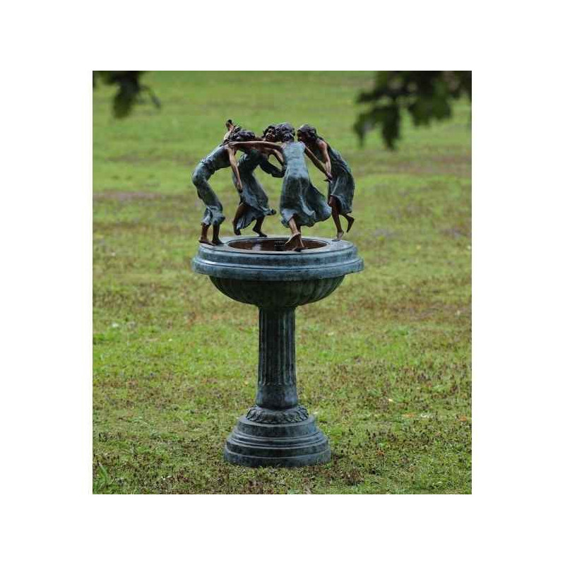 Décoration Statuette bronze personnage 4 femmes dansant sur fontaine bronze -B28570