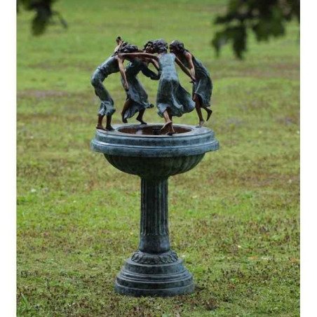 Décoration Statuette bronze personnage 4 femmes dansant sur fontaine bronze -B28570