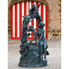 Décoration Statuette bronze personnage Femme et anges sur source d'eau bronze -B74070