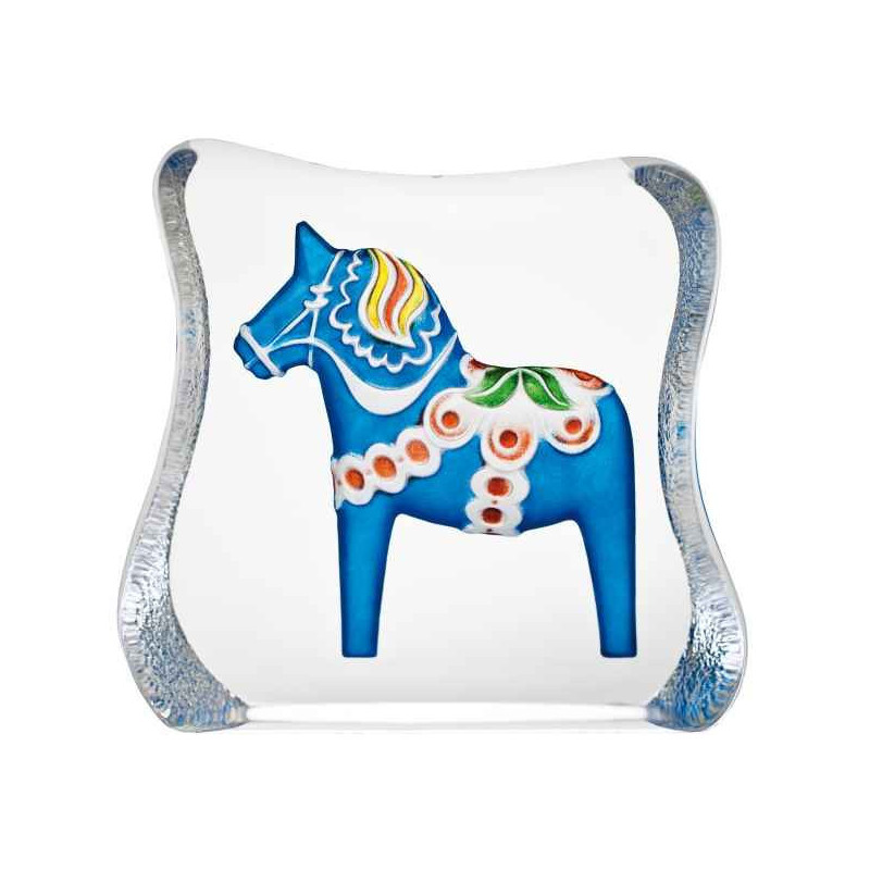 Décoration animaux en verre Cheval de dalécarlie , bleu , traditionnel design r ljubez Mats Jonasson -26127
