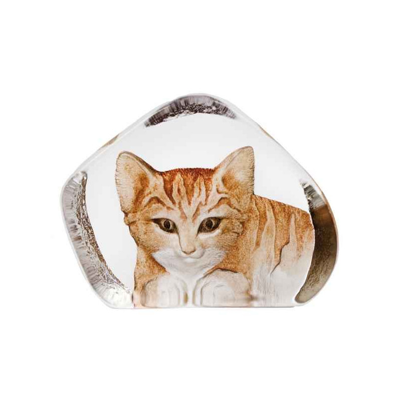 Décoration animaux en verre Chat, brun, grand Mats Jonasson -33868
