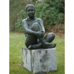 Décoration Statuette bronze personnage Femme nue assise -B1091