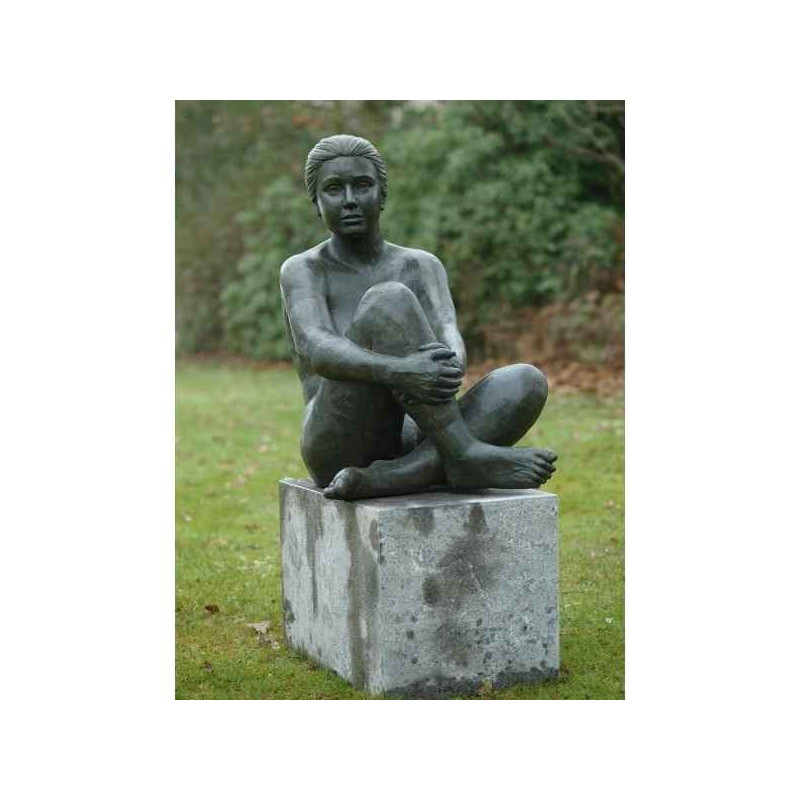 Décoration Statuette bronze personnage Femme nue assise -B1091