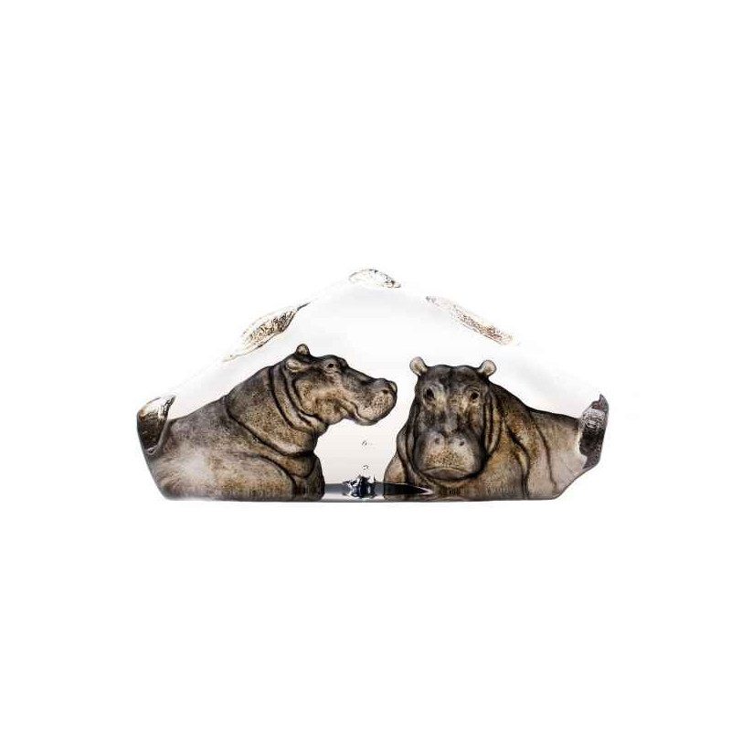 Décoration animaux en verre Hippopotames Mats Jonasson -33944