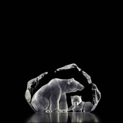 Décoration animaux en verre Ours polaire avec ourson Mats Jonasson -33517
