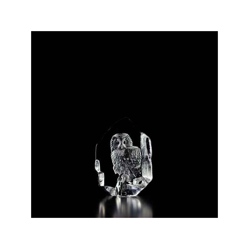 Décoration animaux en verre Chouette hulotte Mats Jonasson -33602