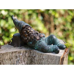 Décoration Statuette bronze personnage Gnome couchant -AN1371BRW-V