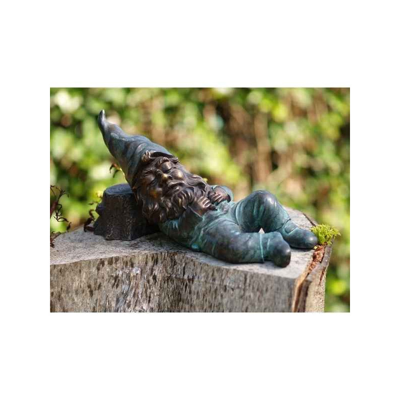 Décoration Statuette bronze personnage Gnome couchant -AN1371BRW-V