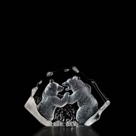 Décoration animaux en verre Ours combattant Mats Jonasson -33757