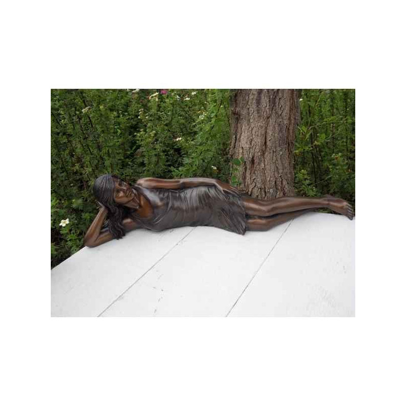 Décoration Statuette bronze personnage Fille couchant -AN1083BR-B