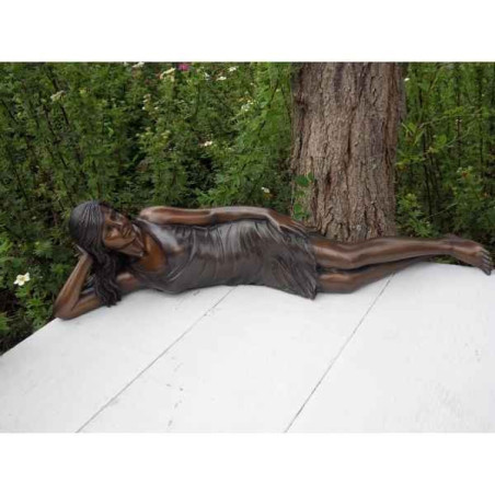 Décoration Statuette bronze personnage Fille couchant -AN1083BR-B