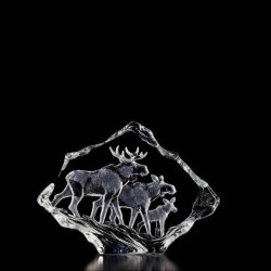 Décoration animaux en verre Famille d'élans Mats Jonasson -33636