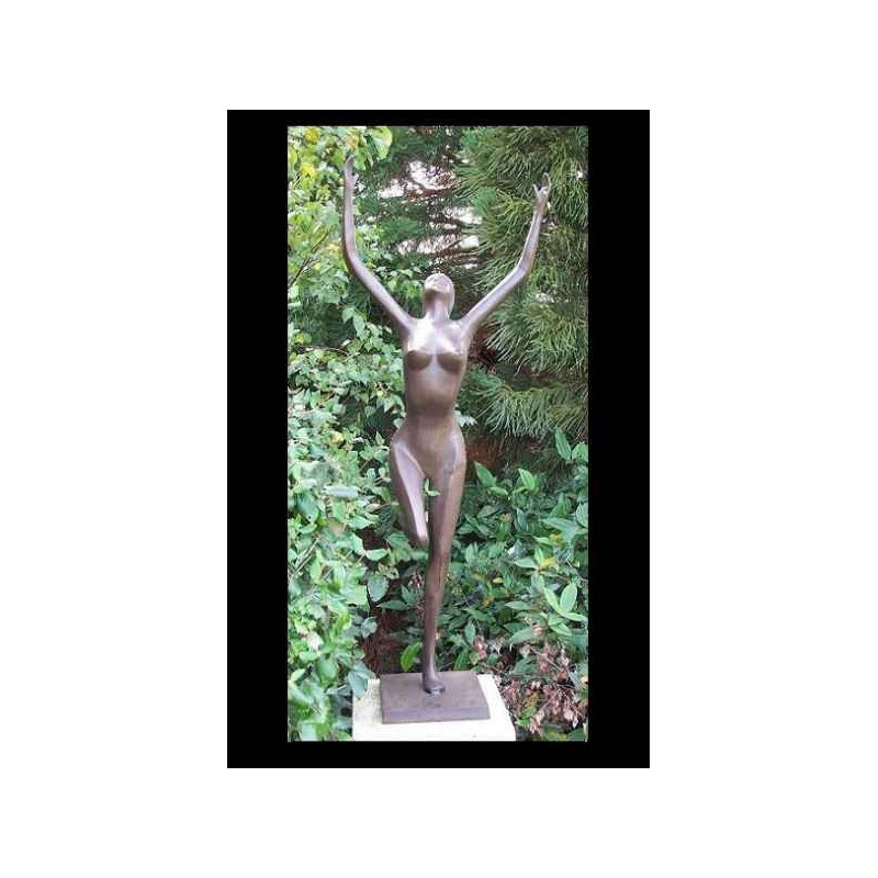 Décoration Statuette bronze personnage Femme avec les bras levés "grace" -AN1334BR-B
