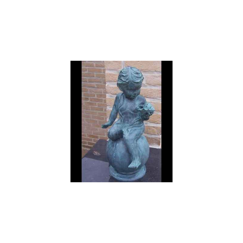 Décoration Statuette bronze personnage Garcon assis sur boule -GA0419BRW-V-F