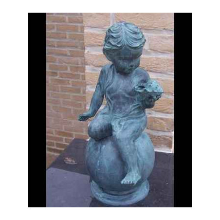 Décoration Statuette bronze personnage Garcon assis sur boule -GA0419BRW-V-F