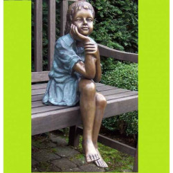 Décoration Statuette bronze personnage Fille assise -AN0639BR-V