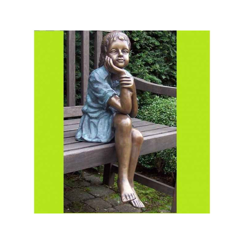 Décoration Statuette bronze personnage Fille assise -AN0639BR-V