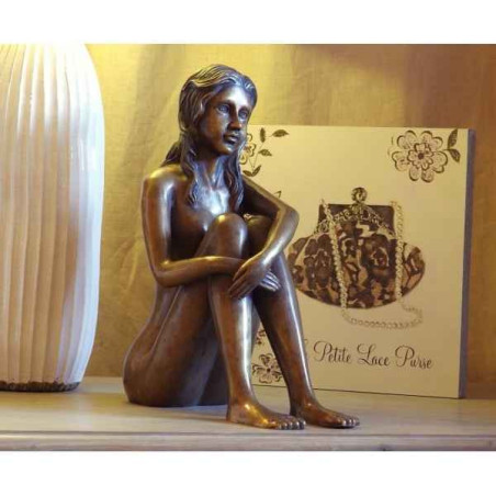 Décoration Statuette bronze personnage Fille assise -AN1808BRW-B
