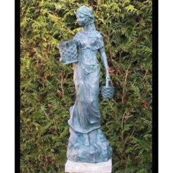 Décoration Statuette bronze personnage Fille avec corbeille -AN1132BRW-V