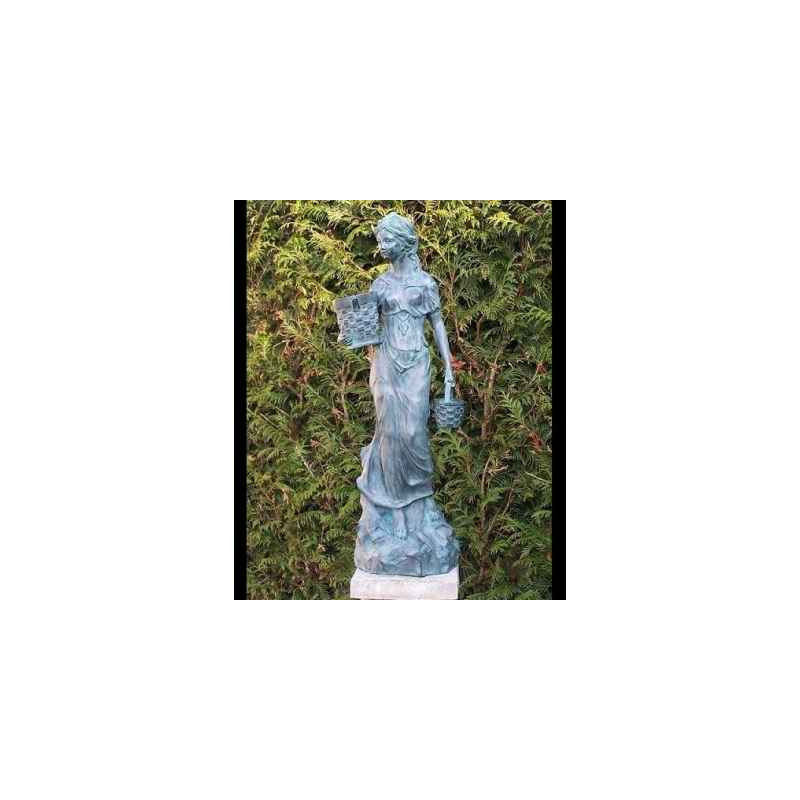 Décoration Statuette bronze personnage Fille avec corbeille -AN1132BRW-V