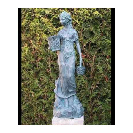 Décoration Statuette bronze personnage Fille avec corbeille -AN1132BRW-V