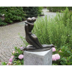Décoration Statuette bronze personnage Couple d'amour sur genoux -AN0632BR-BI