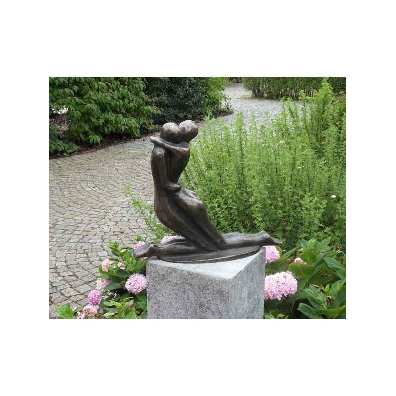 Décoration Statuette bronze personnage Couple d'amour sur genoux -AN0632BR-BI